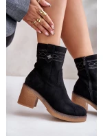 Zateplené dámské boty na podpatku černé model 21673989 - Boto Zateplené dámské boty na podpatku černé model 21673989 - Boto