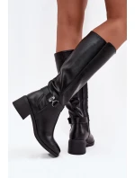 dámské kozačky na klínu s páskem  černé model 21714145 - SERGIO LEONE