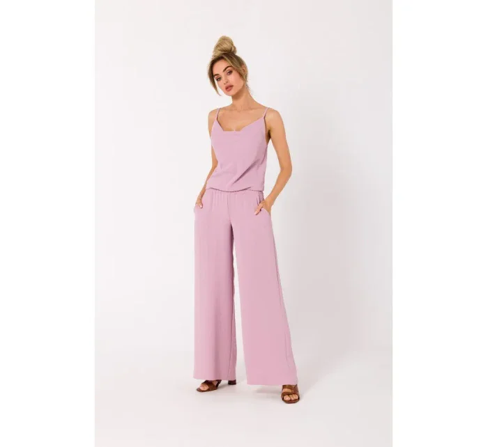 M737 Kombinéza se špagetovými ramínky - krepová růžová M737 Kombinéza se špagetovými ramínky - krepová růžová
