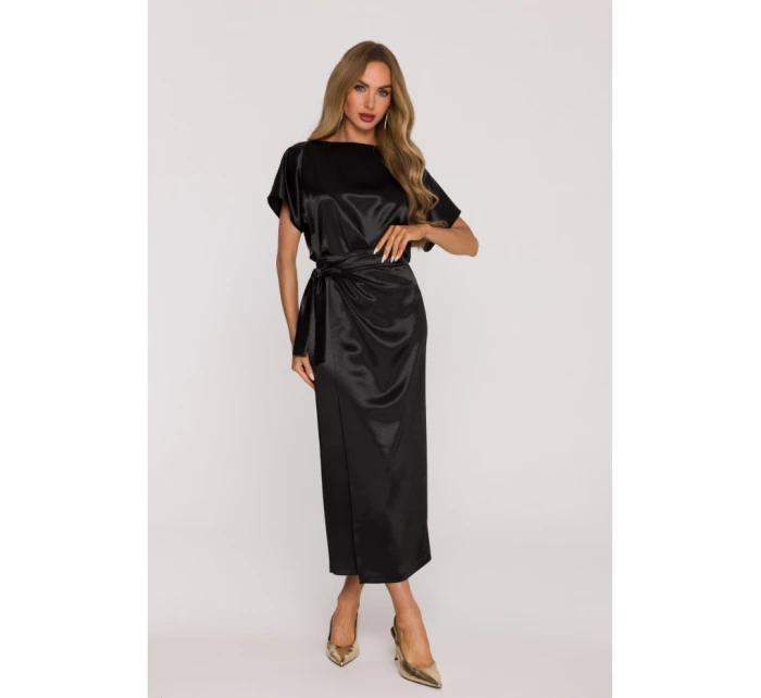 Saténové šaty v stylu černé model 21479280 - Moe