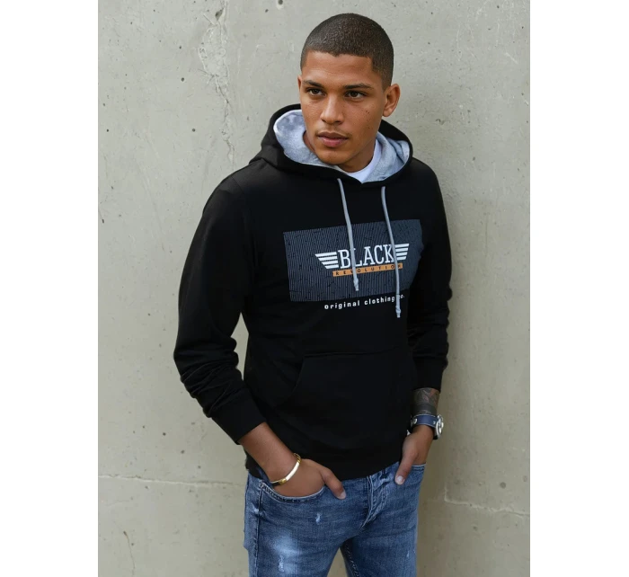 Pánská mikina s potiskem černá Dstreet BX5383 Pánská mikina s potiskem černá Dstreet BX5383