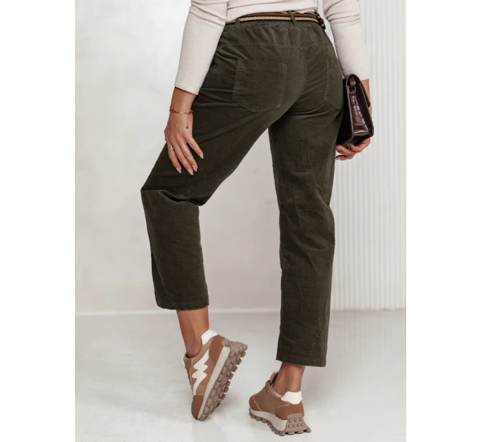 Dámské kalhoty s páskem olivové model 21981981 - Dstreet