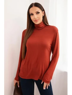 Dámská viskózová blůza s rolákem a dlouhým rukávem hnědá