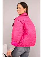 Dámská jarní prošívaná bunda s květinovým vzorem fuchsie