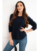 Dámský svetr z viskózy s dlouhým rukávem a kulatým výstřihem námořnická modrá Dámský svetr z viskózy s dlouhým rukávem a kulatým výstřihem námořnická modrá
