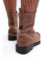 Pohodlné semišové zateplené boty světle hnědé Lemar model 21637637 - Boto