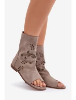 Zazoo 3437 Dámské Semišové Sandály S Hřebínkem Na Zip Beige