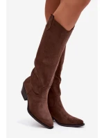 Dámské Na Podpatku Z Eko Semiše Hnědé model 21757567 - Boto