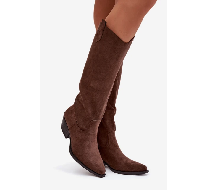 Dámské Na Podpatku Z Eko Semiše Hnědé model 21757567 - Boto