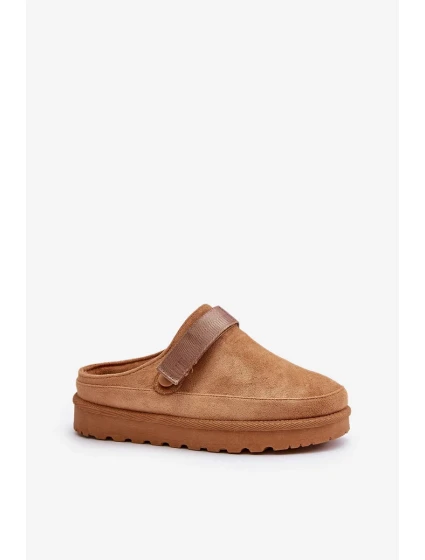 Dámské Zateplené Pantofle s Kožešinou na Platformě Camel Azida Dámské Zateplené Pantofle s Kožešinou na Platformě Camel Azida