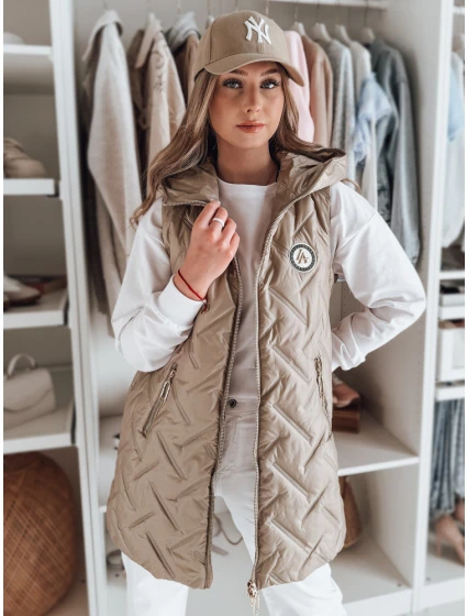 Dámská přechodná prošívaná vesta GRANDI camel FashionStreet TY4829