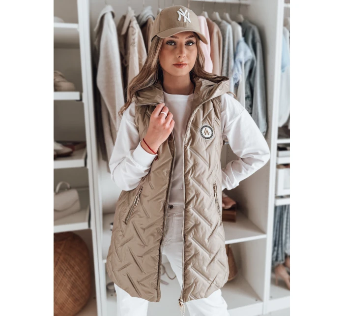 Dámská přechodná prošívaná vesta GRANDI camel FashionStreet TY4829