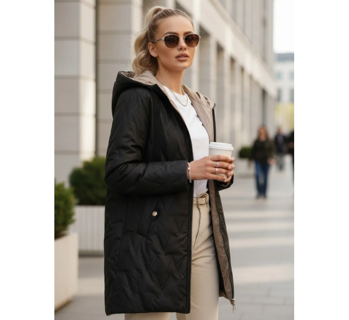 Dámská prošívaná přechodná bunda černá FashionStreet TY5562 Dámská prošívaná přechodná bunda černá FashionStreet TY5562