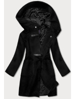 Krátký černý dámský kabát s kapucí (GSQ2311)