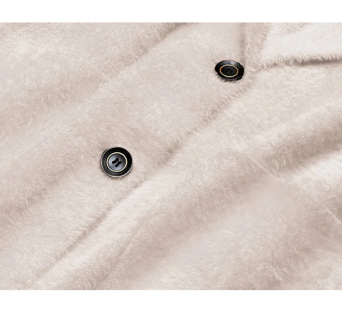 Krátký béžový vlněný přehoz přes oblečení typu alpaka model 18059157 - MADE IN ITALY Krátký béžový vlněný přehoz přes oblečení typu alpaka model 18059157 - MADE IN ITALY