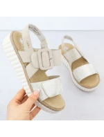 Dámské sandály na podpatku béžové model 21904791 - Rieker