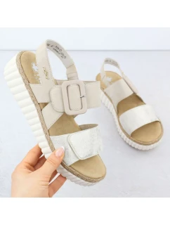 Dámské sandály na podpatku béžové model 21904791 - Rieker