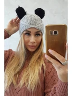 Fleecová čepice 2 bambulky K291 šedá Fleecová čepice 2 bambulky K291 šedá