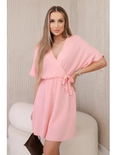 Mušelínové šaty s pasem meruňka