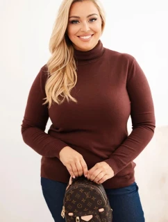 Dámský svetr Plus Size z viskózy model 21321810 střihu hnědý - K-Fashion