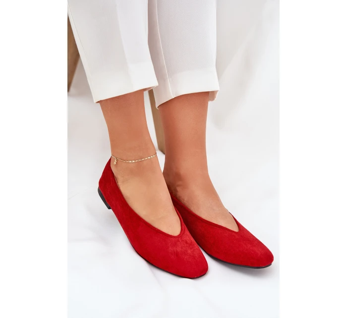 Klasické Baletky Z Eko Semiše Červené model 21687300 - Boto Klasické Baletky Z Eko Semiše Červené model 21687300 - Boto