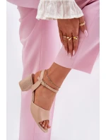 Dámské sandály na podpatku model 21695205 béžové - VINCEZA