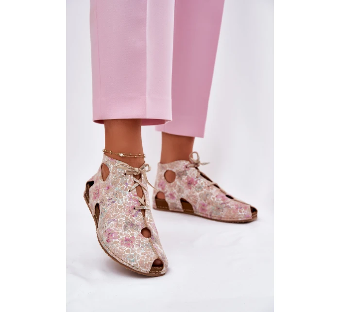 Vzorované Kožené Boty model 21697469 Béžové - Maciejka