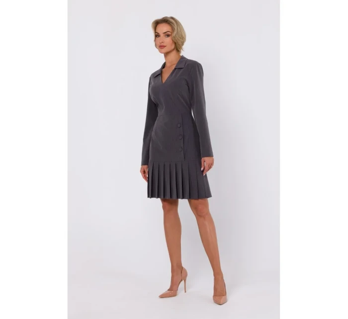 M752 Šaty se skládaným spodním lemem - tmavě šedé
