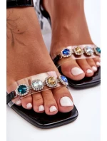 Dámské sandály na podpatku s krystaly černé SBarski Dámské sandály na podpatku s krystaly černé SBarski