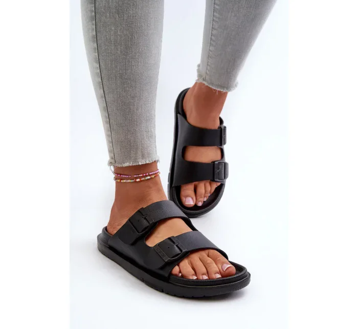 Dámské lehké pěnové pantofle s přezkami Big Star Black Dámské lehké pěnové pantofle s přezkami Big Star Black