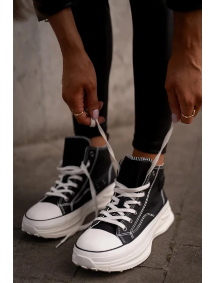 Dámské Tenisky Na Platformě Eko Kožené Big Star Černé Dámské Tenisky Na Platformě Eko Kožené Big Star Černé