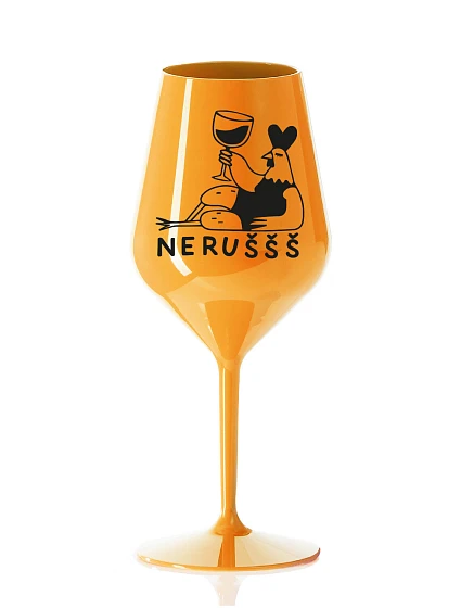 NERUŠŠŠ - oranžová nerozbitná sklenice na víno 470 ml