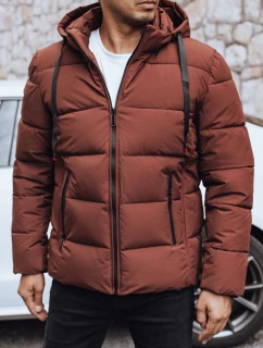 Pánská prošívaná zimní bunda s kapucí FashionStreet brick TX5062
