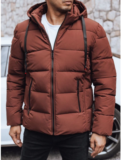 Pánská prošívaná zimní bunda s kapucí FashionStreet brick TX5062