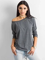 Volná halenka s vázáním ve spodní části tmavě šedá (4691)