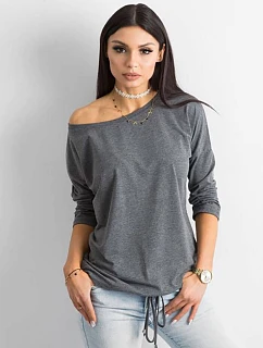 Volná halenka s vázáním ve spodní části tmavě šedá (4691)