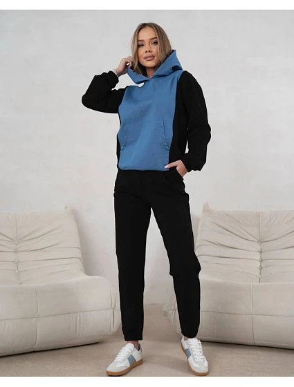 Dámská dvoubarevná tepláková souprava v modré a černé barvě model 22049195 - Moon