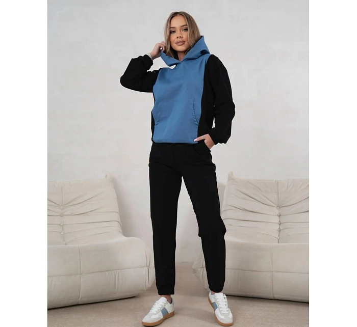 Dámská dvoubarevná tepláková souprava v modré a černé barvě model 22049195 - Moon