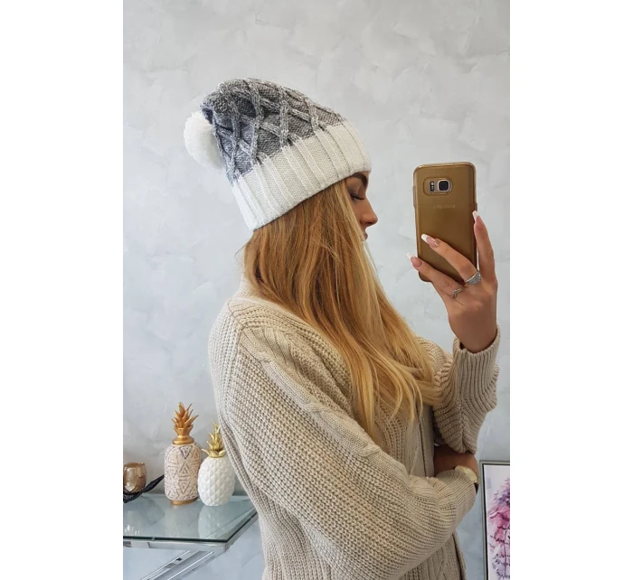 Milano fleecová čepice K203 grey melange+ecru