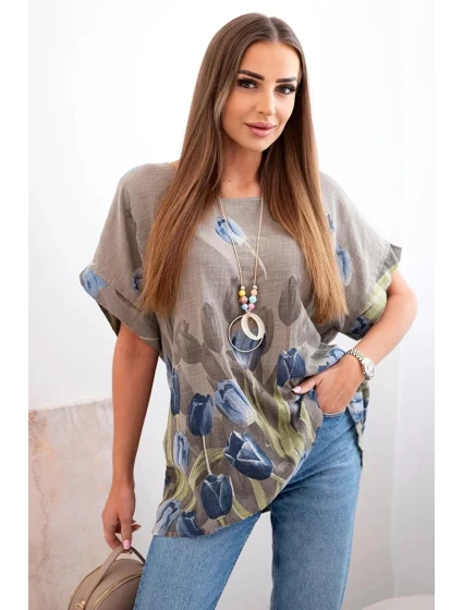 Dámská bavlněná košile s květinovým vzorem fango