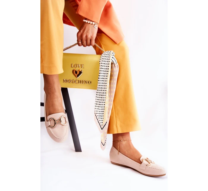 Dámské semišové mokasíny s zdobením béžove model 21589569 - Boto