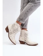 Kožené botky na nízkém podpatku se vzorem 2870 Zazoo stříbrné