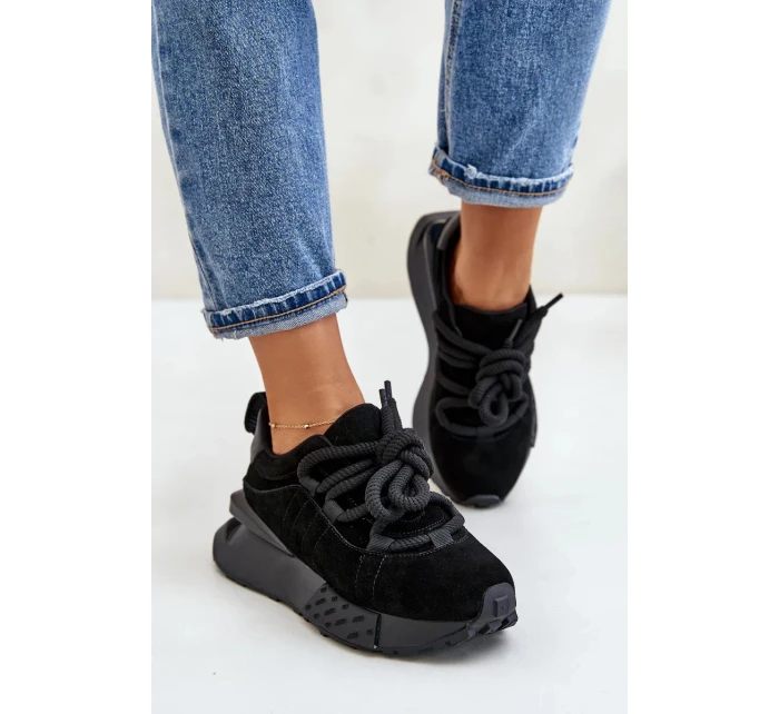 Semišové Dámské Tenisky Na Platformě S Tlustým Šněrováním Artiker Černé Semišové Dámské Tenisky Na Platformě S Tlustým Šněrováním Artiker Černé