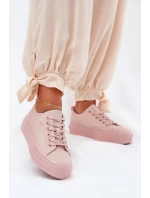 Dámské tenisky na platformě z eko kůže Big Star – růžové Dámské tenisky na platformě z eko kůže Big Star – růžové