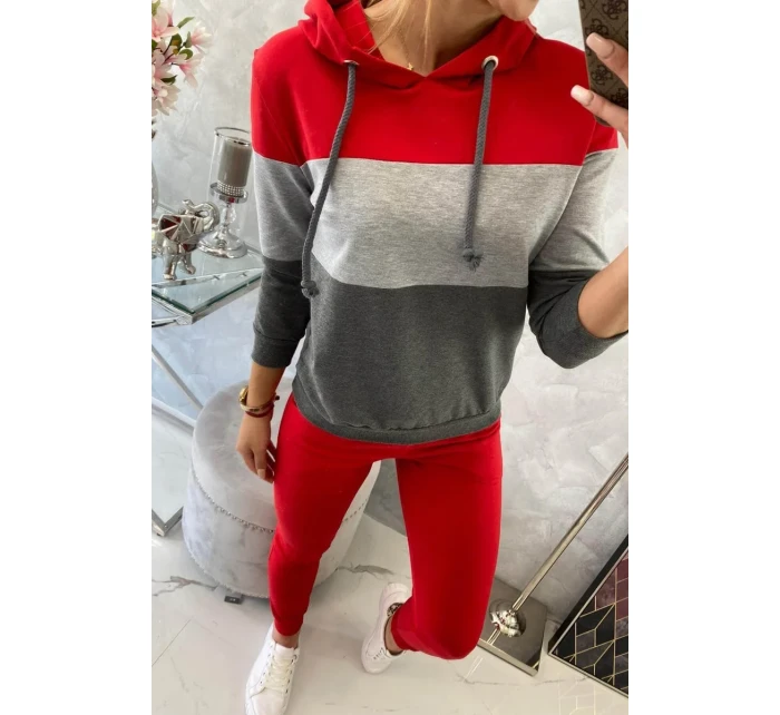 Barevná pruhovaná sada červená+šedá Barevná pruhovaná sada červená+šedá