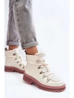 Kožené lesklé boty Trapery Dámské model 21639054 Bílé - Goe