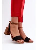 Dámské sandály na podpatku z ekologického semiše černé Ronvia Dámské sandály na podpatku z ekologického semiše černé Ronvia