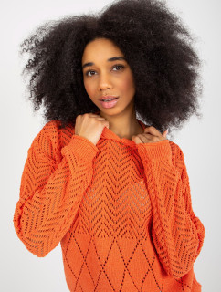 Oranžový dámský letní svetr s kapucí