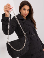 Černá dlouhá zimní bunda s páskem