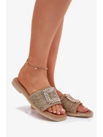 Dámské ploché pantofle s pleteným detailem a ozdobou Artiker – béžové Dámské ploché pantofle s pleteným detailem a ozdobou Artiker – béžové